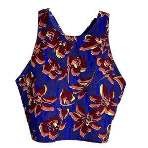 Athleta New Size L Purple Red Floral Conscious Crop Top Best‎ for A-C Cups